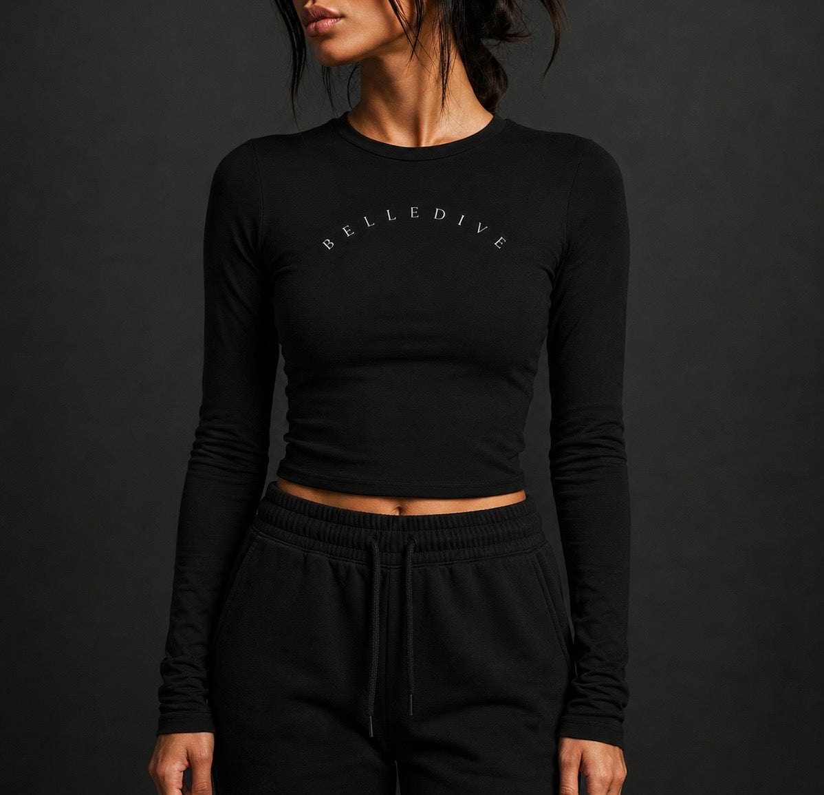 Belle Noir Long Sleeve Crop